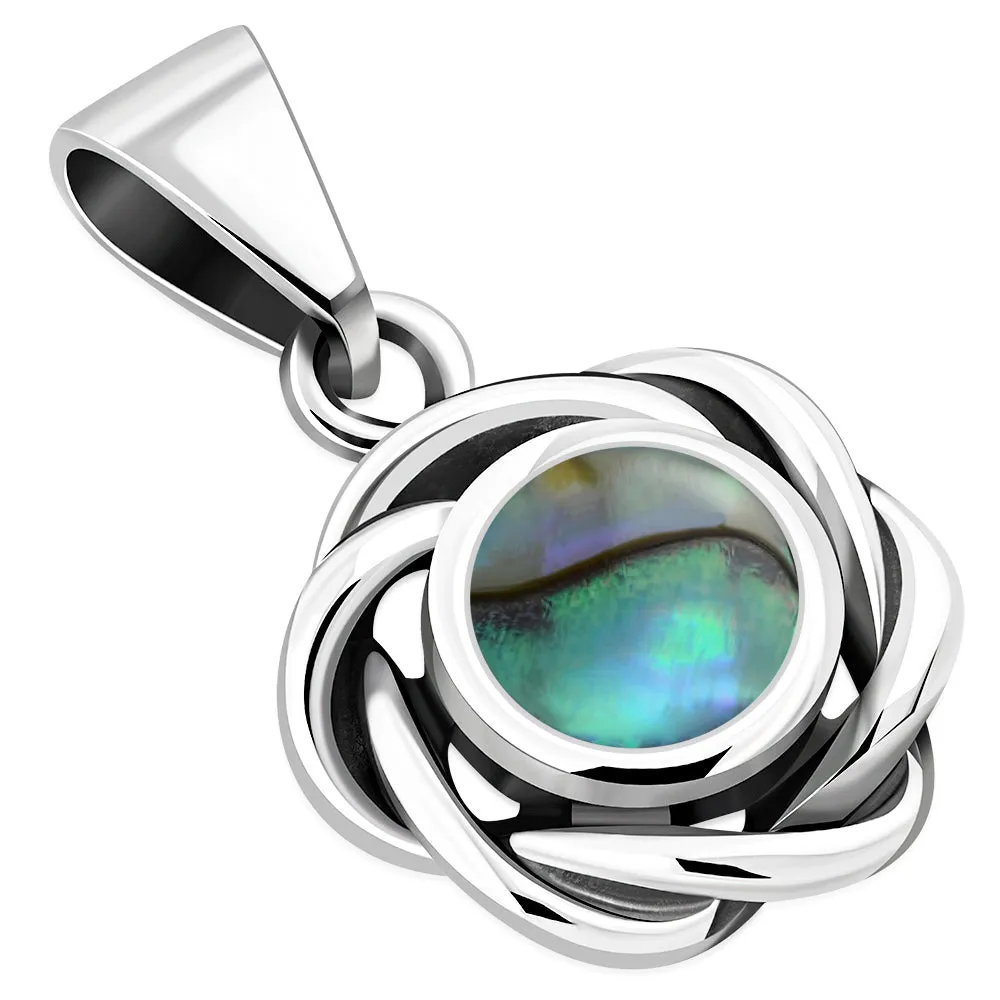 Braided Abalone Shell Silver Pendant