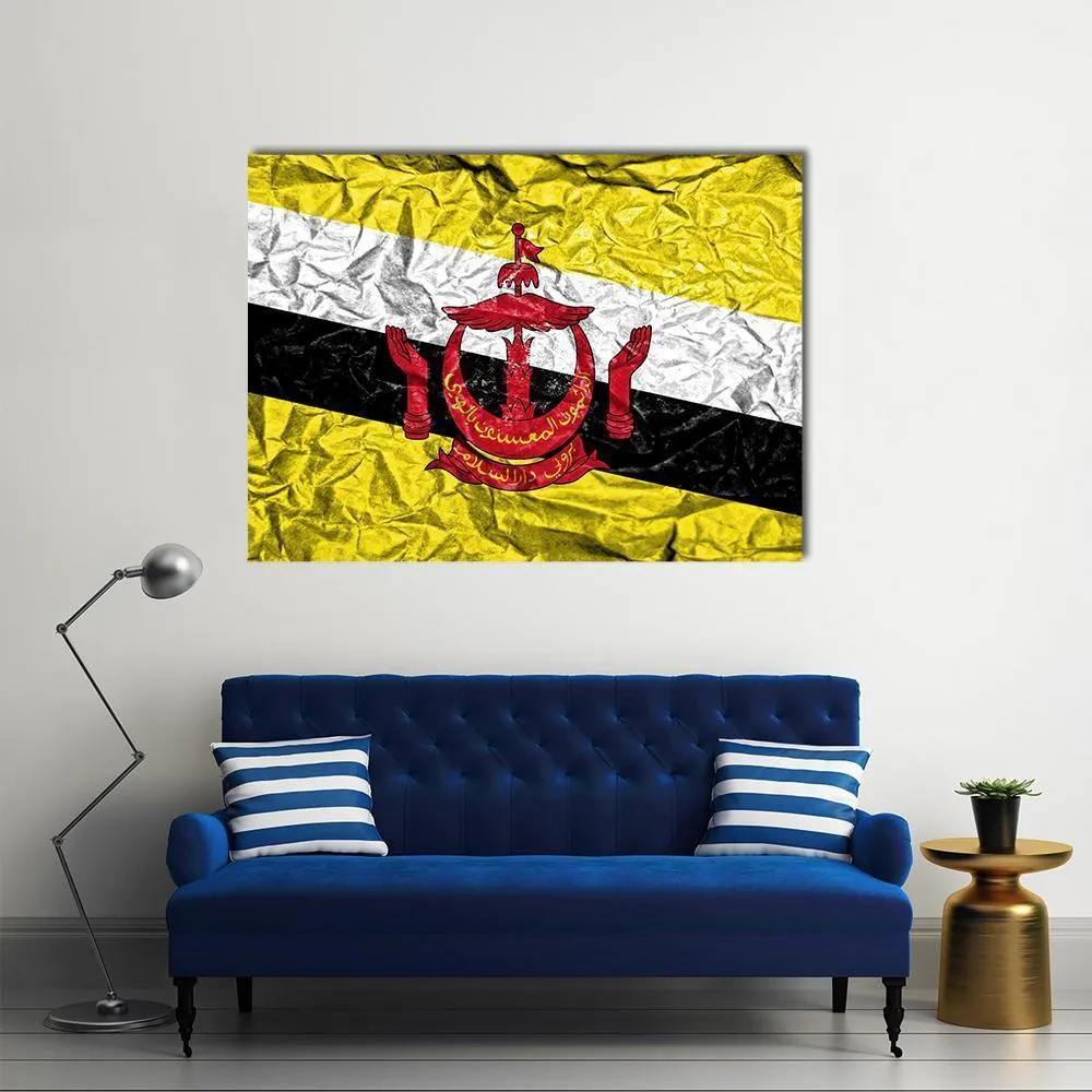 Brunei Vintage Flag Canvas Wall Art