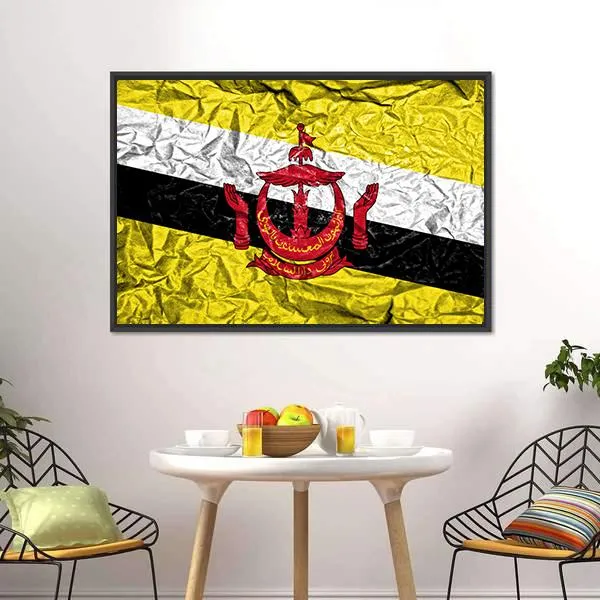 Brunei Vintage Flag Canvas Wall Art