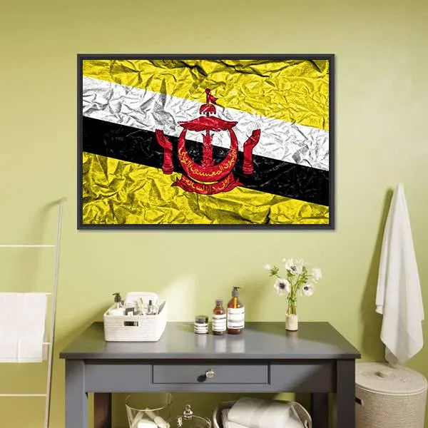 Brunei Vintage Flag Canvas Wall Art