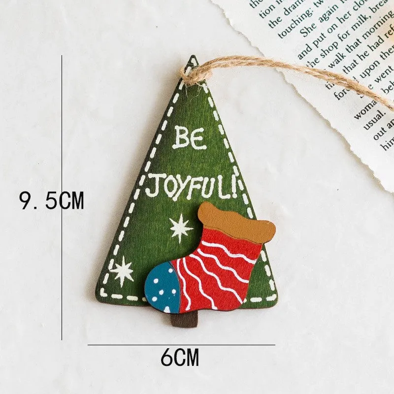 Bulk 14 PCS Christmas Tree Hanging Ornament with String Wooden Ornament New Year Party Decor Wholesale