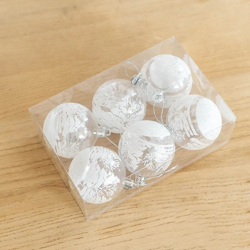 Bulk 6pcs Clear Christmas Tree Ball Hanging Balls Art Pendant Holiday Ornaments Wholesale