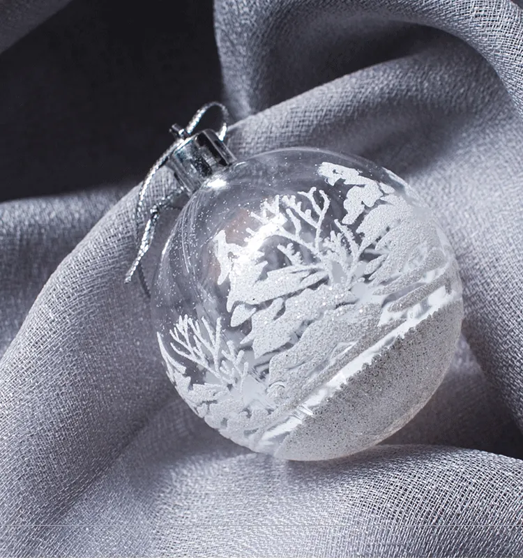 Bulk 6pcs Clear Christmas Tree Ball Hanging Balls Art Pendant Holiday Ornaments Wholesale