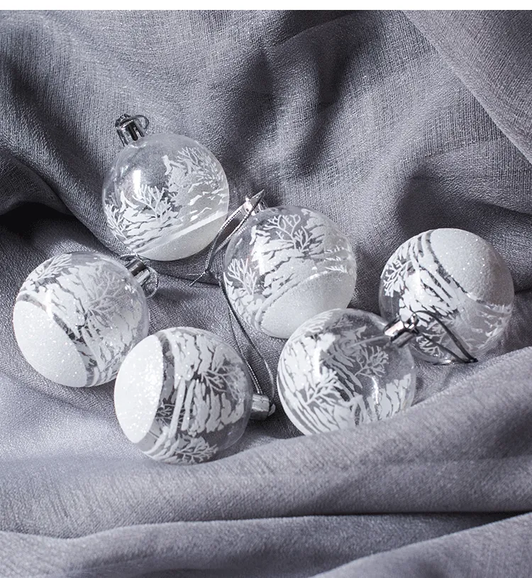 Bulk 6pcs Clear Christmas Tree Ball Hanging Balls Art Pendant Holiday Ornaments Wholesale