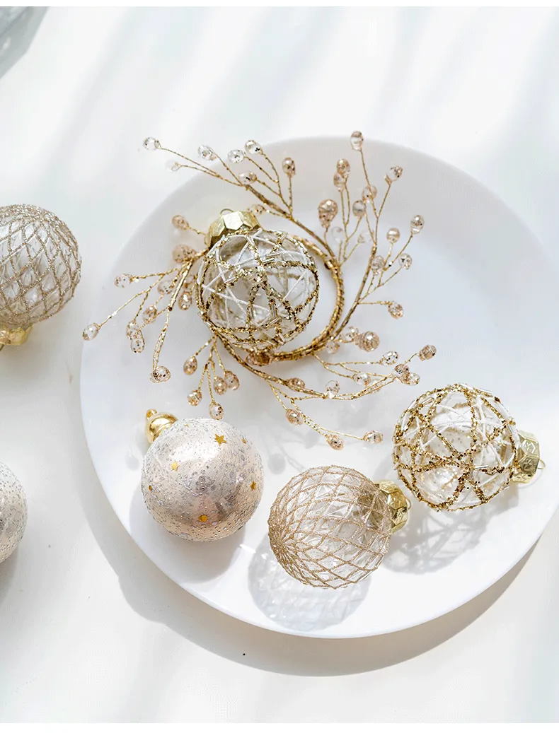 Bulk 6pcs Glitter Christmas Balls Set Hanging Ornaments for Christmas Tree Wholesale