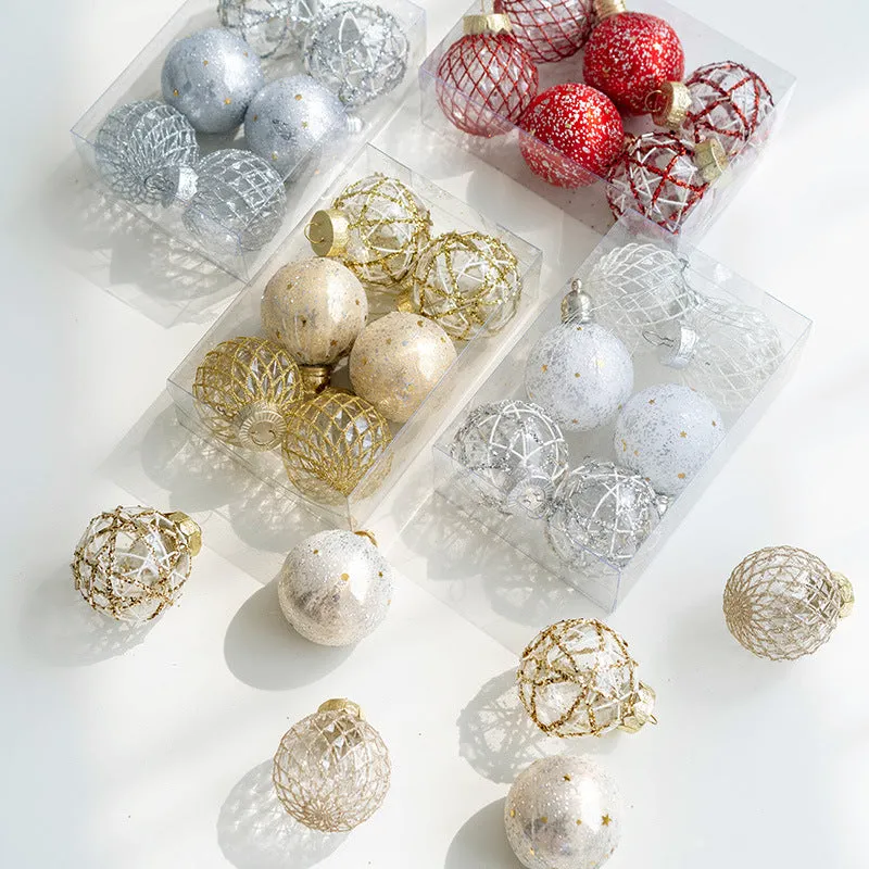 Bulk 6pcs Glitter Christmas Balls Set Hanging Ornaments for Christmas Tree Wholesale