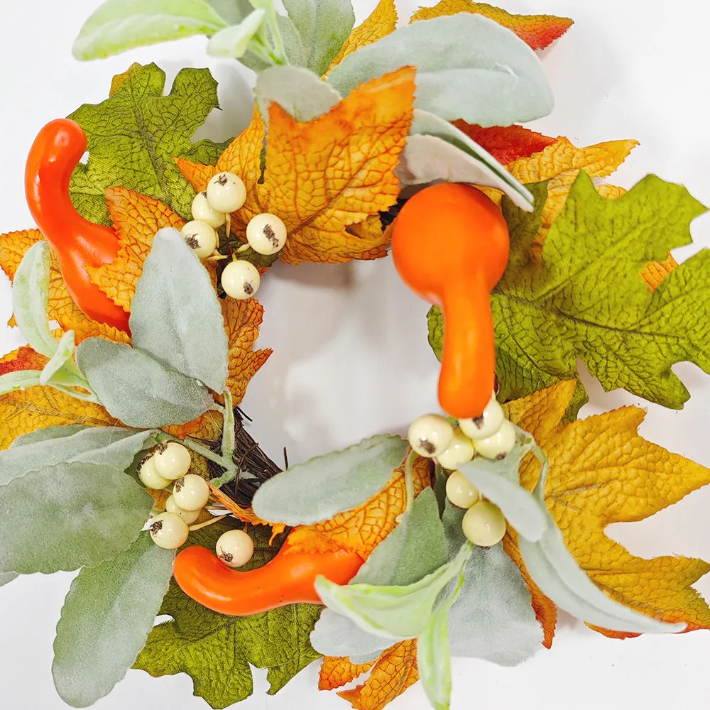 Bulk Artificial Maple Leaf Pumpkin Tabletop Candlestick Wreath Candle Holder Rings Thanksgiving Harvest Festival Mini Centerpiece 12 Inch Wholesale