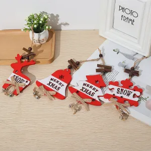 Bulk Christmas Hollow Wood Pendants with Xmas Tree Snowflakes Bells Elk Ornaments Wholesale