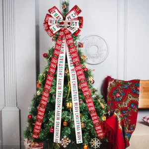 Bulk Extra Large Christmas Bow HO Merry Christmas Tree Topper Ornament Wholesale