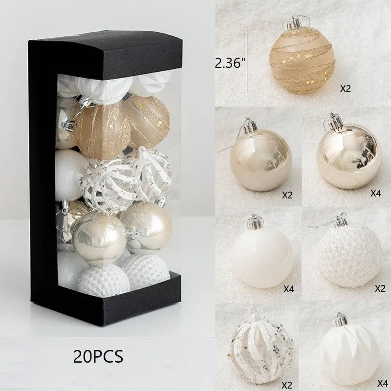 Bulk Glitter Champagne Christmas Balls Set Hanging Ornaments for Christmas Tree Home Decor Wholesale