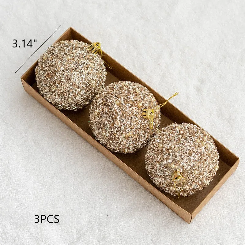 Bulk Glitter Champagne Christmas Balls Set Hanging Ornaments for Christmas Tree Home Decor Wholesale