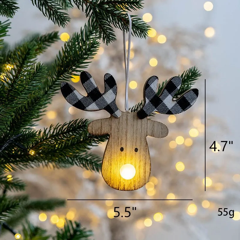 Bulk Light Up Snowman Elk Pendant LED Christmas Tree Hanging Ornament New Year Party Decor Wholesale