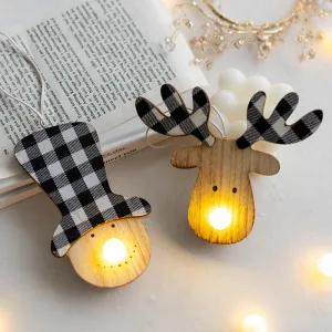 Bulk Light Up Snowman Elk Pendant LED Christmas Tree Hanging Ornament New Year Party Decor Wholesale