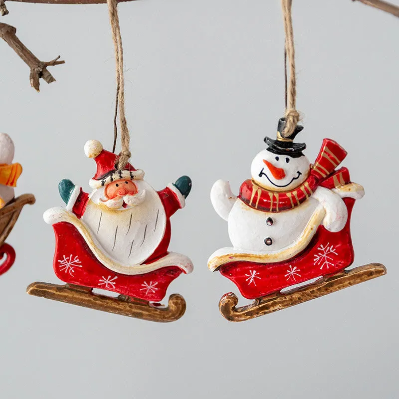 Bulk Santa Claus Sleigh Pendant Christmas Tree Hanging Ornament New Year Party Decor Wholesale