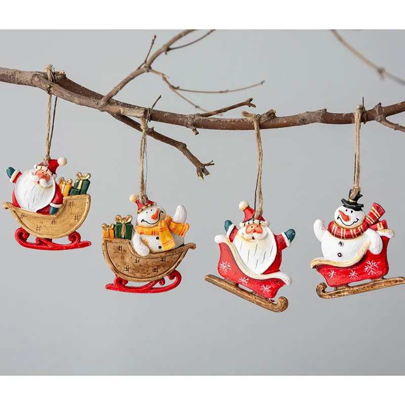 Bulk Santa Claus Sleigh Pendant Christmas Tree Hanging Ornament New Year Party Decor Wholesale