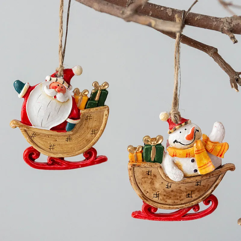 Bulk Santa Claus Sleigh Pendant Christmas Tree Hanging Ornament New Year Party Decor Wholesale