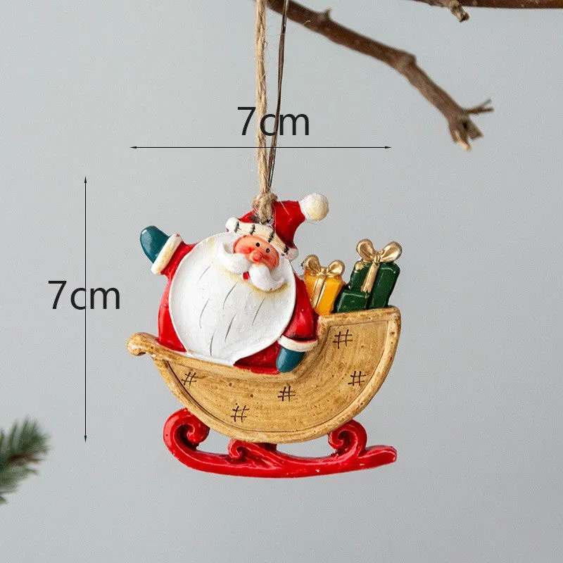 Bulk Santa Claus Sleigh Pendant Christmas Tree Hanging Ornament New Year Party Decor Wholesale