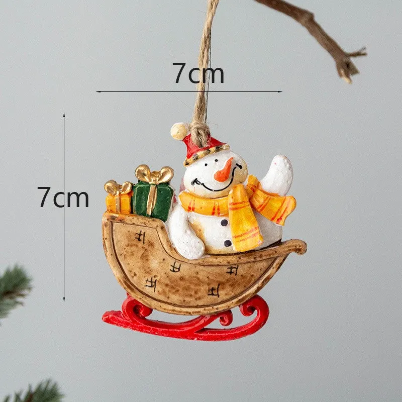 Bulk Santa Claus Sleigh Pendant Christmas Tree Hanging Ornament New Year Party Decor Wholesale