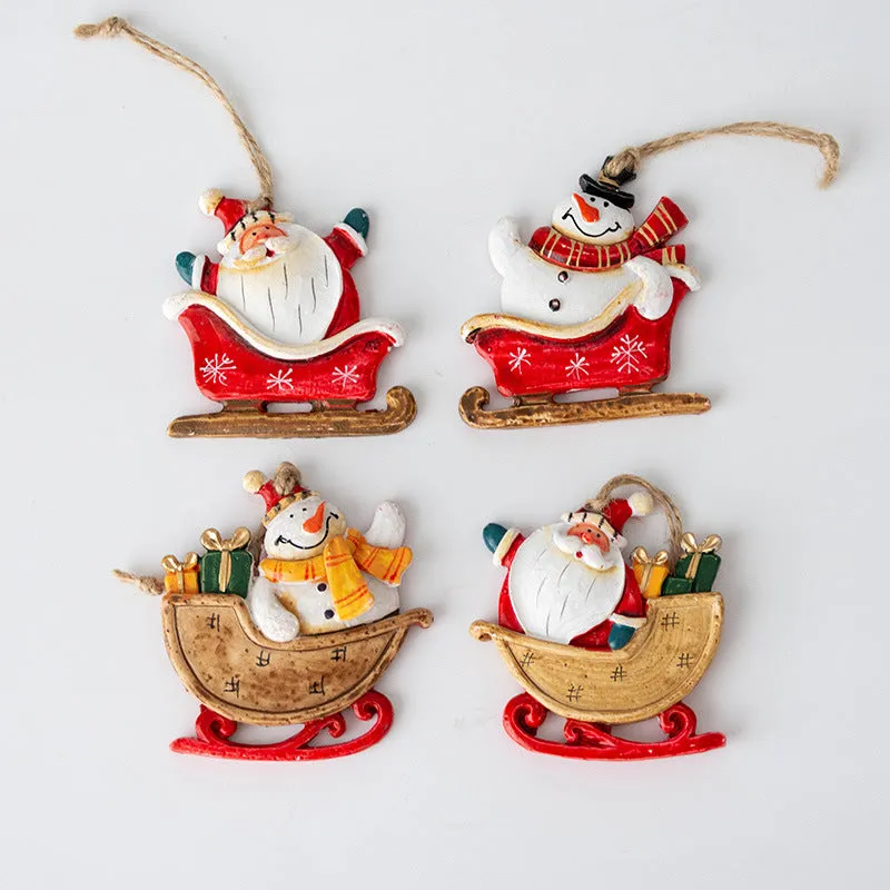 Bulk Santa Claus Sleigh Pendant Christmas Tree Hanging Ornament New Year Party Decor Wholesale