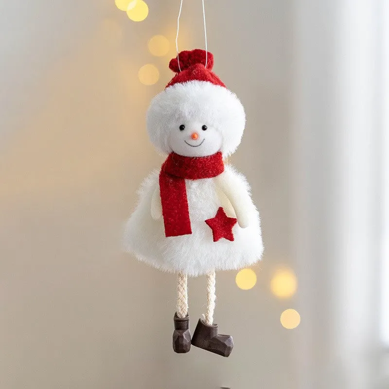 Bulk Santa Claus Snowman Elk Plush Pendant Christmas Tree Hanging Ornament New Year Party Decor Wholesale