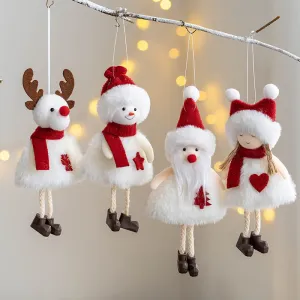 Bulk Santa Claus Snowman Elk Plush Pendant Christmas Tree Hanging Ornament New Year Party Decor Wholesale