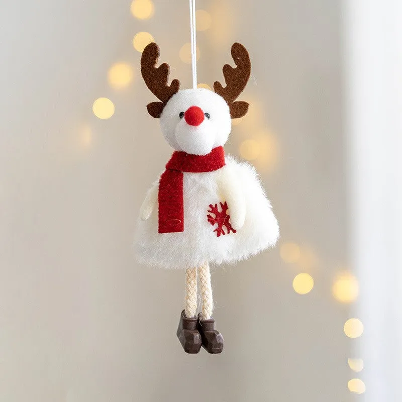 Bulk Santa Claus Snowman Elk Plush Pendant Christmas Tree Hanging Ornament New Year Party Decor Wholesale