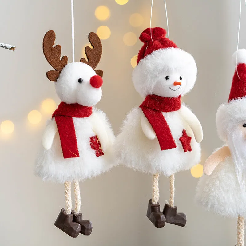 Bulk Santa Claus Snowman Elk Plush Pendant Christmas Tree Hanging Ornament New Year Party Decor Wholesale