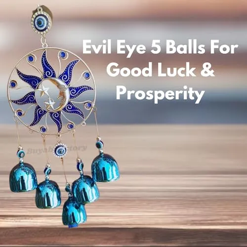 Buyab Factory® Evil Eye Wind Chimes for Home Positive Energy 40 Cm Turkish Wind Chime for Wall Hanging Decoration Items for Living Room Entrance Outdoor Balcony