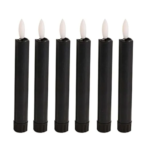 CALANDIS® 6X Led Pillar Candles Decor Flameless Candles for Holiday Halloween New Year Black | 6Pcs Led Pillar Candles