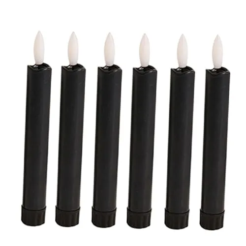 CALANDIS® 6X Led Pillar Candles Decor Flameless Candles for Holiday Halloween New Year Black | 6Pcs Led Pillar Candles