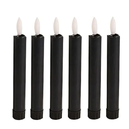 CALANDIS® 6X Led Pillar Candles Decor Flameless Candles for Holiday Halloween New Year Black | 6Pcs Led Pillar Candles