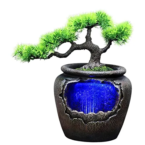 CALANDIS Desktop Water Fountain Waterfalls Decor with Led Colorful Lights 220 V