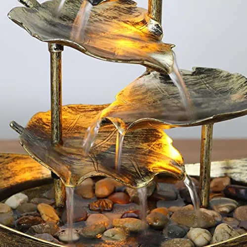 CALANDIS® Relaxation Indoor Tabletop Fountain LED Light for Garden Desktop Decoration Golden