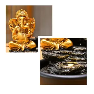 CALANDIS® Tabletop Water Fountain Buddha Statue for Office Farmhouse Birthday Gifts Hindu Ganesha'