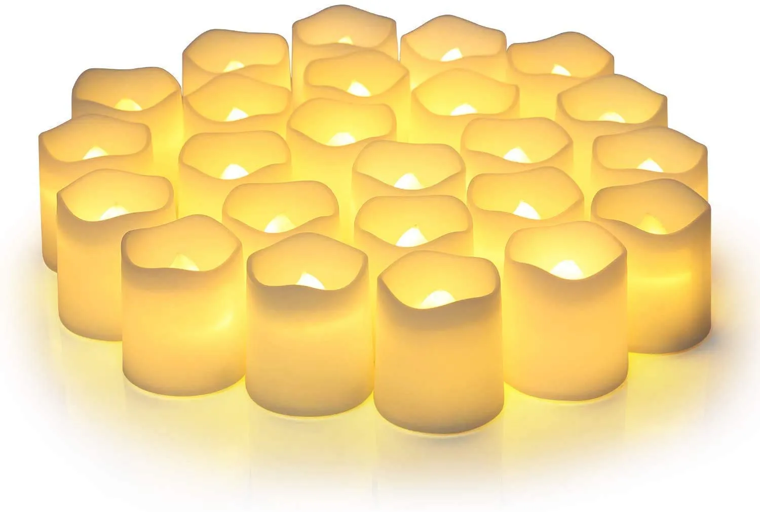 CherishX.com Warm White LED Tea Light Candle in Wave Shape, Ideal for Birthday Decoration, Diwali and for All Festival, Flameless Tea Light Candles (Pack of 30)