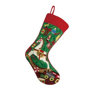 Christmas Rocking Horse Needlepoint Stocking