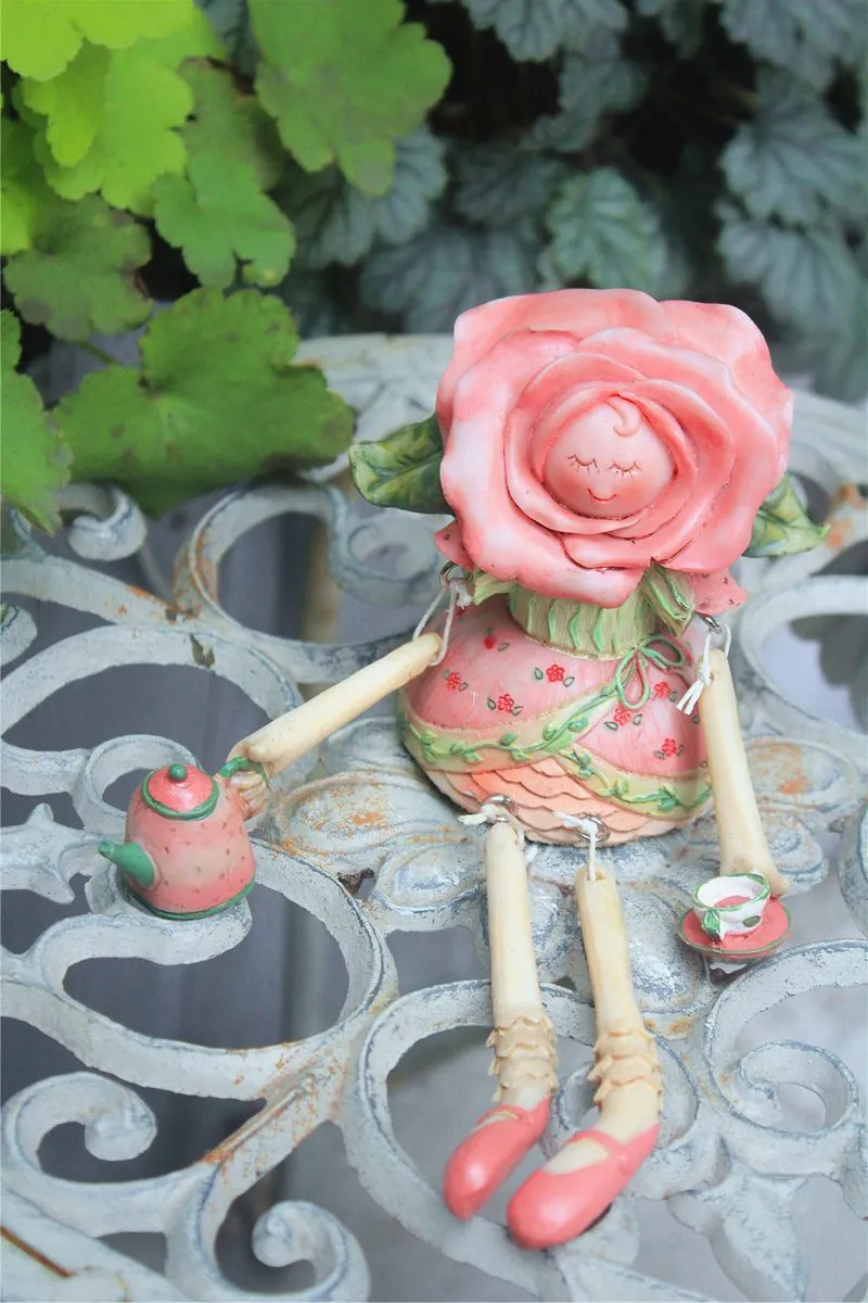 Creative Flower Rose Fairy Statue for Garden, Beautiful Garden Courtyard Ornaments, Villa Outdoor Decor Gardening Ideas, Unique Modern Garden Sculptures