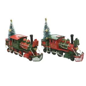 Decoris 20cm Iron Train with Christmas Tree (Choice of 2)