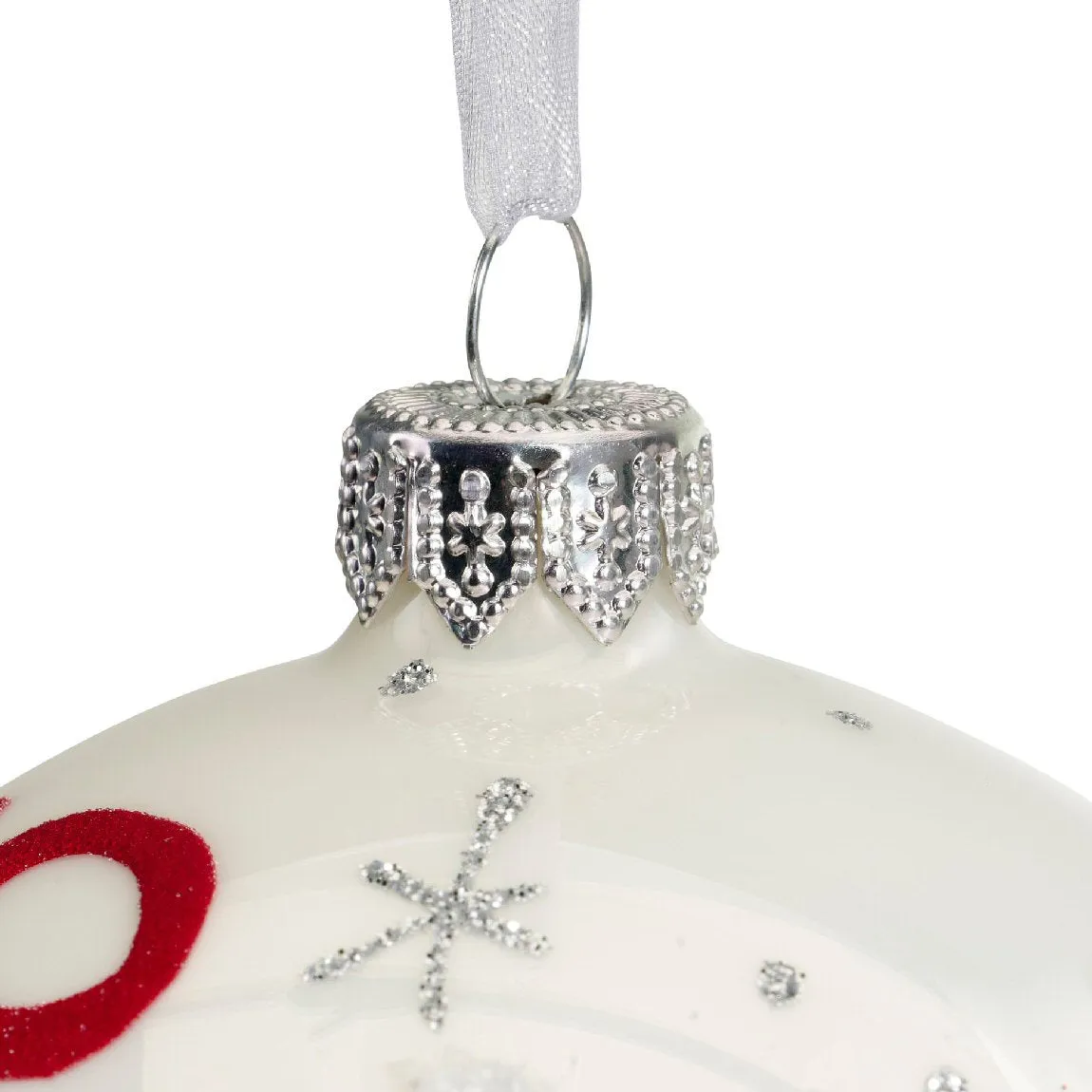 Decoris 8cm Santa Ho Ho Ho Glass Bauble (Choice of 2)