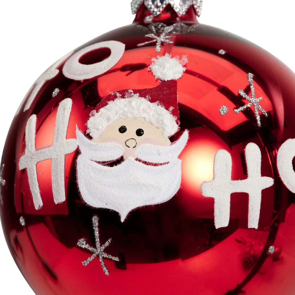 Decoris 8cm Santa Ho Ho Ho Glass Bauble (Choice of 2)