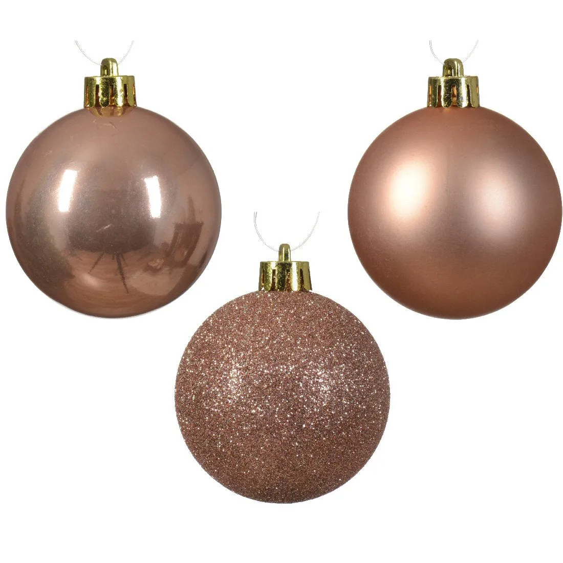 Decoris Pack of 30 Rose Gold Shatterproof Baubles