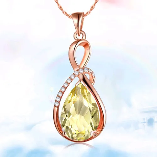 Fashion Pendants Necklaces For Women Jewelry Classic Rose Gold-color Crystal Rhinestone Water Drop Charm Pendant