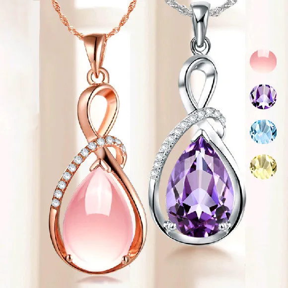 Fashion Pendants Necklaces For Women Jewelry Classic Rose Gold-color Crystal Rhinestone Water Drop Charm Pendant