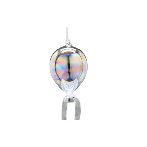 Festive  17cm Iridescent Bauble with White Ribbon