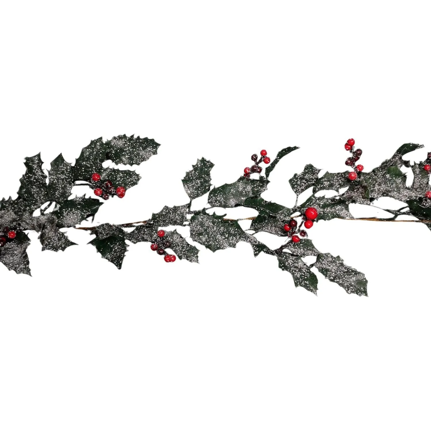 Festive 1.8m Frosted Green Holly Garland