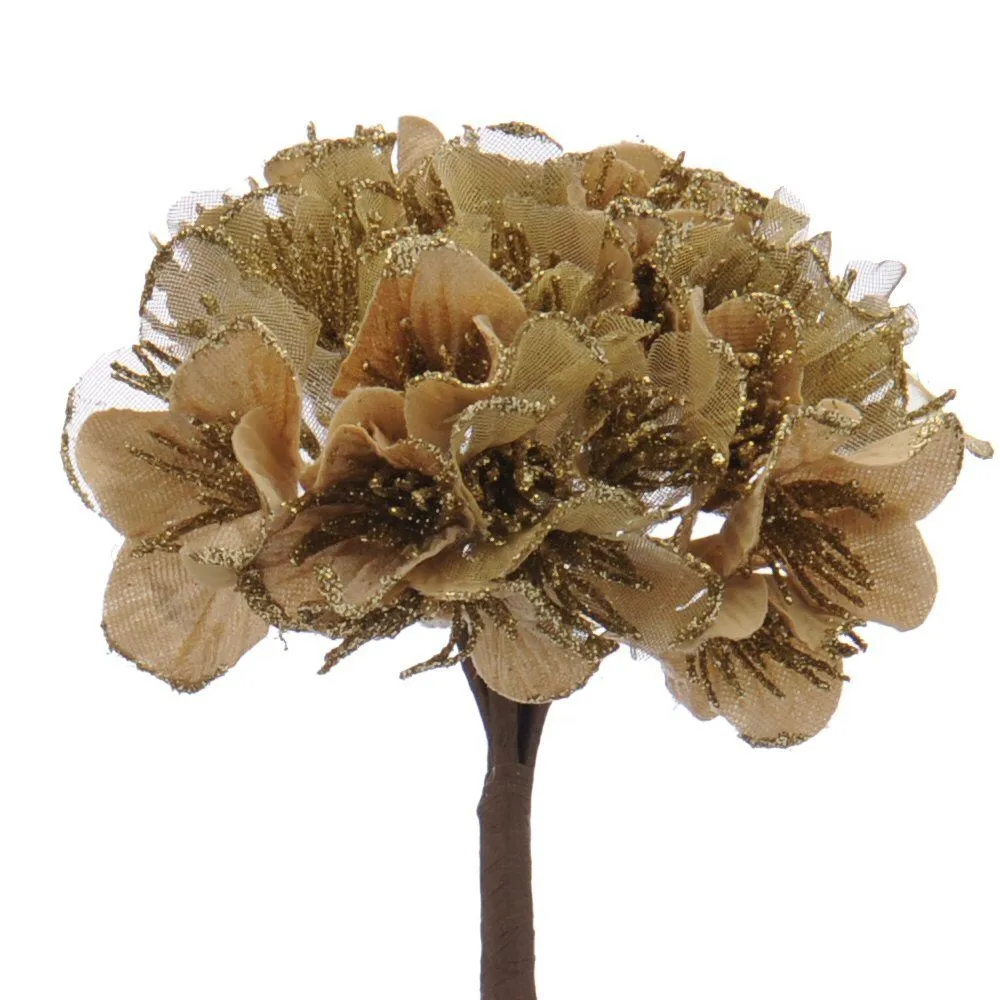 Festive 60cm Gold Artificial Hydrangea Stem