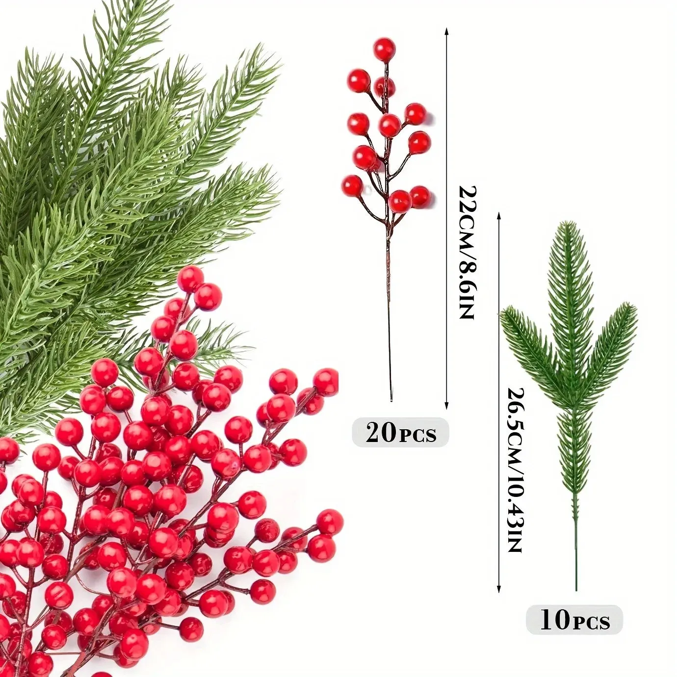 Festive Pine and Berry Branches (bundle)