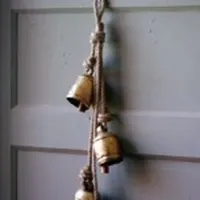 Four Rustic Iron Hanging Bells With Rope