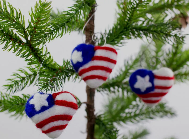 Fourth of July Ornaments- American Flag Hearts