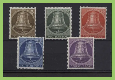 Germany - Berlin1951 Freedom Bells set (Center Clapper) lightly hinged, sg B101-B105